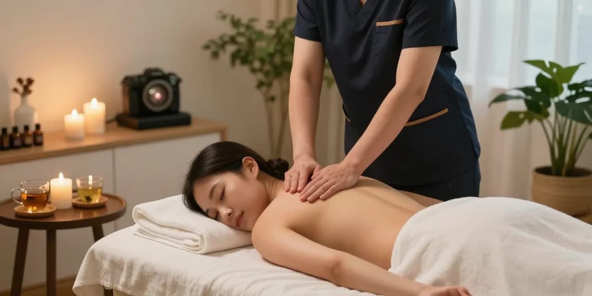 Experience a relaxing 부천출장마사지 in a tranquil home environment with soothing elements.