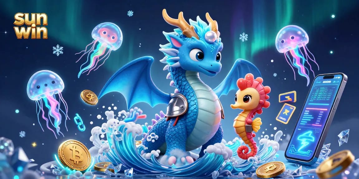 Experience the thrill with sun win, a dazzling casino scene showcasing a powerful dragon and seahorse knight.