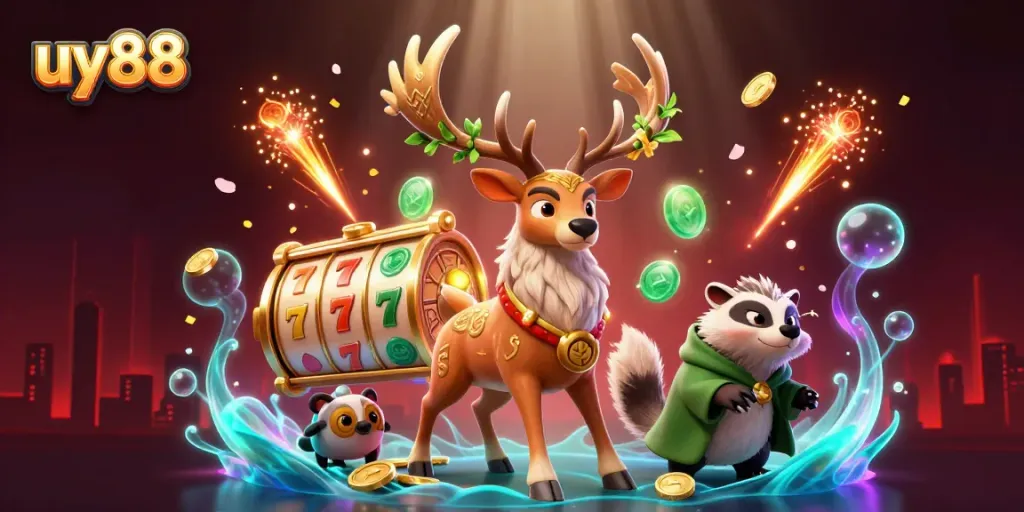 Engage in exciting gameplay at uy88 with colorful slot reels and magical characters.