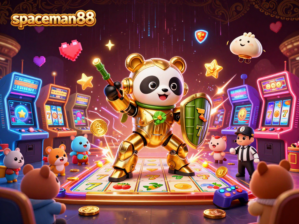 Engage with the exciting slot experience at spaceman88 with golden panda and vibrant casino elements.