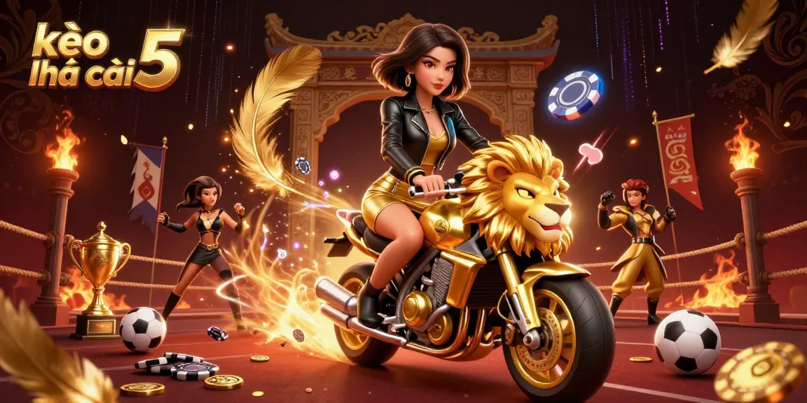 Engaging action with kèo nhà cái 5 promoting vibrant sports betting atmosphere and dynamic characters.