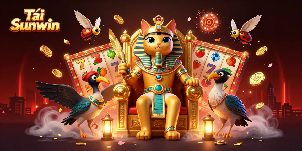 Play with winning chances as you tải Sunwin, featuring adventurous characters and vibrant casino elements.