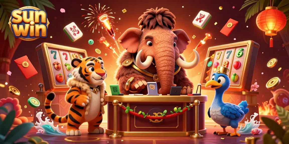 Play on sun win as a woolly mammoth bouncer checks IDs for a vivid casino experience.